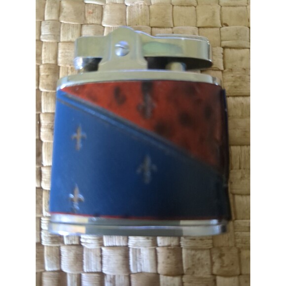 VINTAGE RONSON PRINCESS Red/ Blue Enamel Fleur De Lis  LIGHTER Unused - Picture 1 of 8